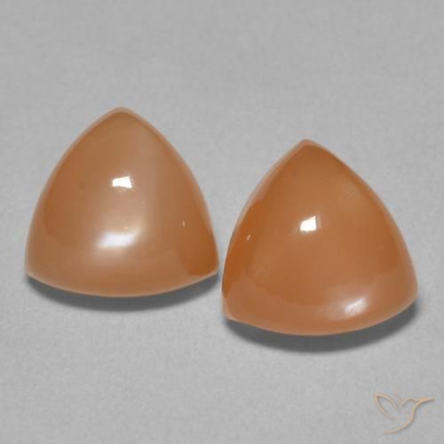4.36ctw Naturale Arancione chiaro Pietra di luna, Taglio trillion, Traslucido