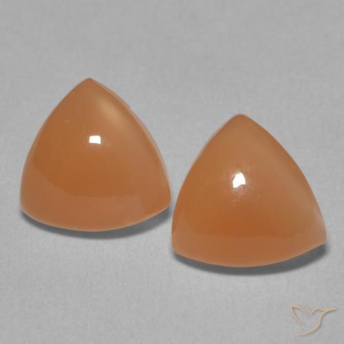 3.21ctw Naturale Arancio Medio Pietra di luna, Taglio trillion, Traslucido