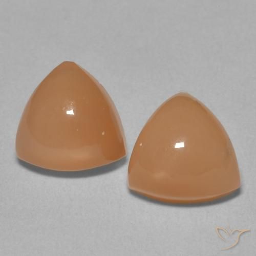 3.71ctw Naturale Cantalupo Arancia Pietra di luna, Taglio trillion, Traslucido