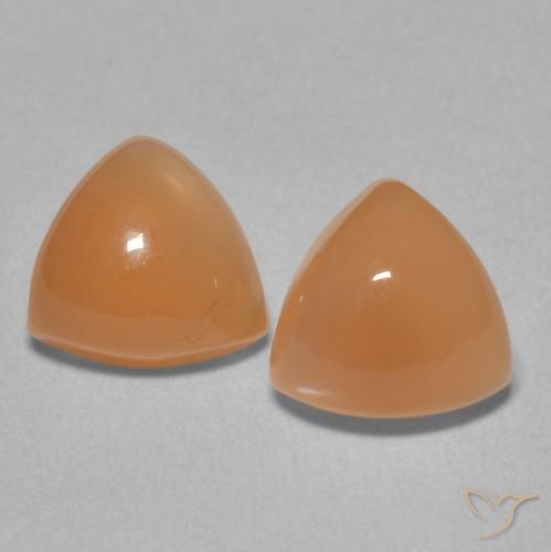 3.97ctw Naturale Arancio Medio Pietra di luna, Taglio trillion, Traslucido
