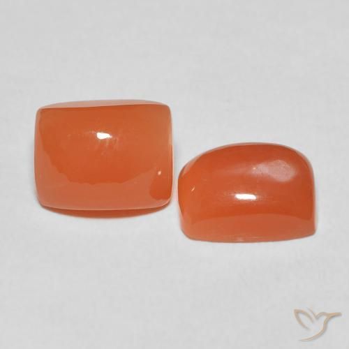 Gemme di Pietra di luna Arancio Intenso naturale da 5.11 ct, Cuscino, Traslucido