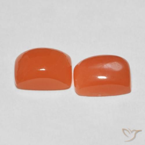 Gemme di Pietra di luna Arancio Intenso naturale da 5.11 ct, Cuscino, Traslucido