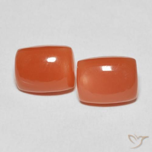 4.60ctw Naturale Arancio Medio Pietra di luna, Cuscino, Traslucido