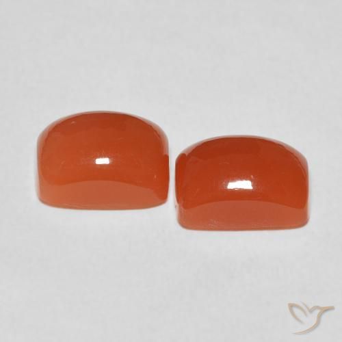 Gemme di Pietra di luna Arancio Medio naturale da 5.12 ct, Cuscino, Traslucido