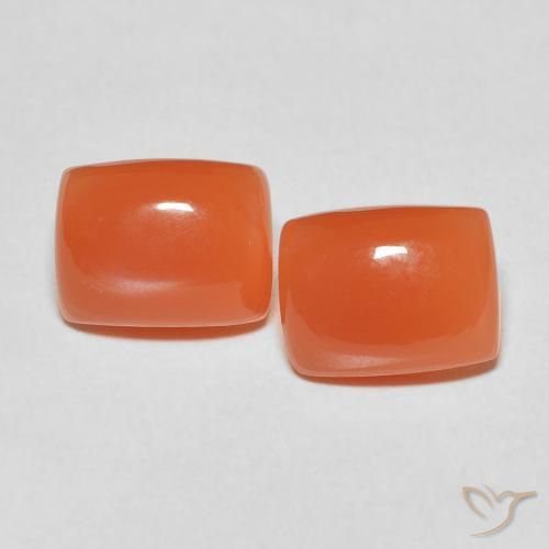 5.03ctw Naturale Arancio Intenso Pietra di luna, Cuscino, Traslucido
