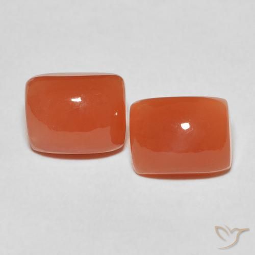 5.32ctw Naturale Arancio Medio Pietra di luna, Cuscino, Traslucido