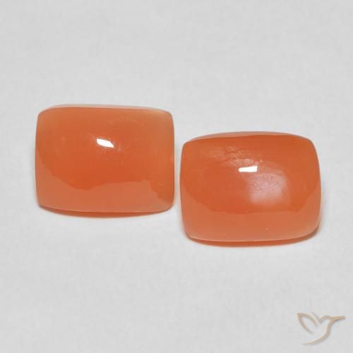 4.04ctw Naturale Arancio Medio Pietra di luna, Cuscino, Traslucido