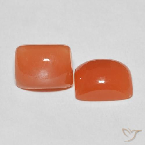 Gemme di Pietra di luna Arancia Fuoco naturale da 5.23 ct, Cuscino, Traslucido
