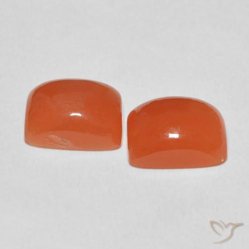 Gemme di Pietra di luna Arancia Fuoco naturale da 5.23 ct, Cuscino, Traslucido