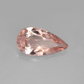 Morganite Color salmone naturale da 3.09 ct, Forma a pera, VVS