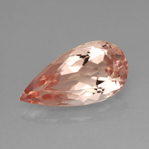 Morganite Color salmone naturale da 4.26 ct, Forma a pera, VVS
