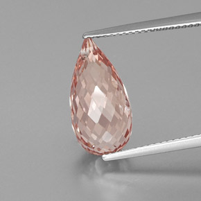 Morganite Rosa salmone naturale da 6.86 ct, Taglio briolette, SI