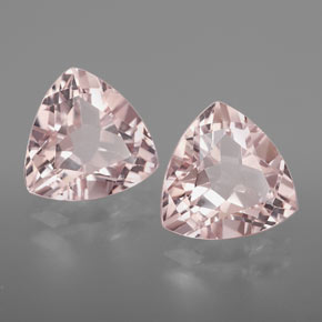 Gemme di Morganite Rosa salmone naturale da  ct, Taglio trillion, VVS-VS