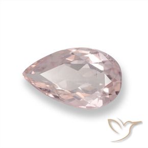 Morganite Tono rosa corallo naturale da 0.92 ct, Forma a pera, VVS-VS