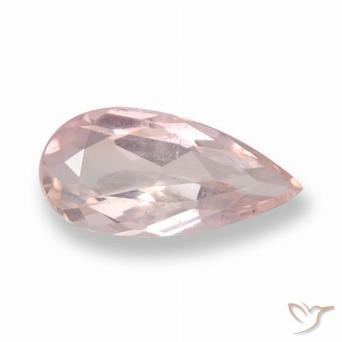 0.76ct Naturale rosa fenicottero Morganite, Forma a pera, VS