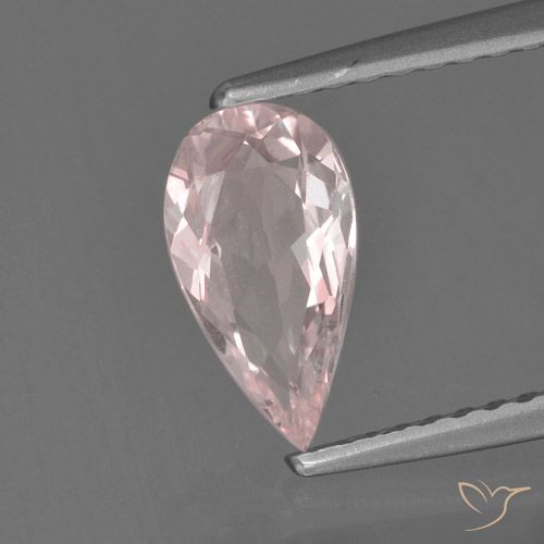 Morganite Rosa Corallo Chiaro naturale da 0.74 ct, Forma a pera, VVS