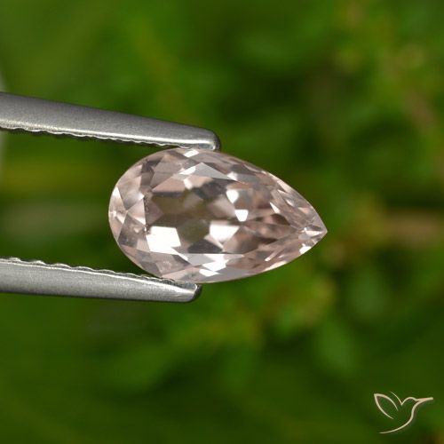 0.80ct Naturale Rosa Molto Chiaro Morganite, Forma a pera, VVS-VS
