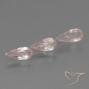 Gemme di Morganite Rosa medio-chiaro naturale da 1.11 ct, Forma a pera, VVS-VS