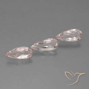 Gemme di Morganite Rosa medio-chiaro naturale da 1.24 ct, Forma a pera, VVS-VS