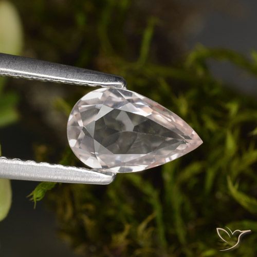 0.68ct Naturale Rosa chiaro Morganite, Forma a pera, VVS