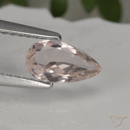 0.57ct Naturale Rosa Molto Chiaro Morganite, Forma a pera, VS