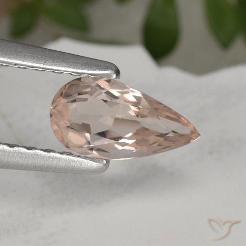 0.49ct Naturale Rosa salmone Morganite, Forma a pera, VVS-VS