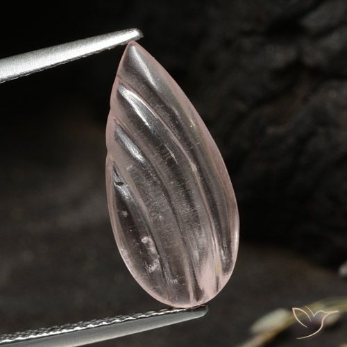 3.05ct Naturale Tono rosa corallo Morganite, Forma a pera, Trasparente