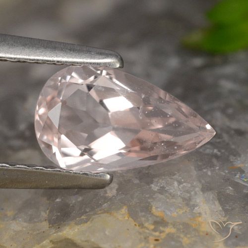0.77ct Naturale rosa fenicottero Morganite, Forma a pera, VVS-VS