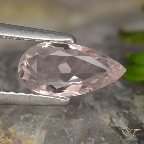 0.89ct Naturale rosa fenicottero Morganite, Forma a pera, VVS