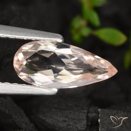 0.78ct Naturale Rosa salmone Morganite, Forma a pera, VVS-VS