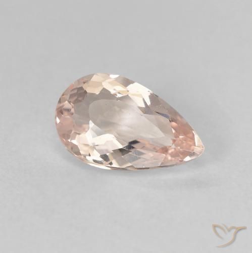 Morganite Rosa Molto Chiaro naturale da 0.99 ct, Forma a pera, VVS-VS