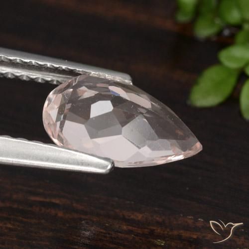 Morganite Rosa chiaro naturale da 0.99 ct, Forma a pera, VVS-VS