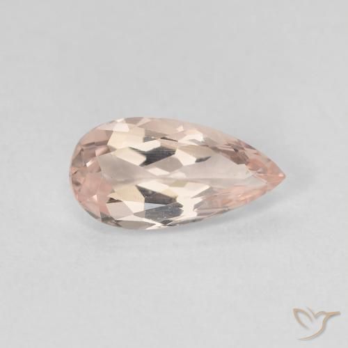 Morganite Rosa Molto Chiaro naturale da 0.94 ct, Forma a pera, VVS-VS
