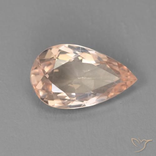 Morganite Rosa salmone naturale da 0.93 ct, Forma a pera, VVS