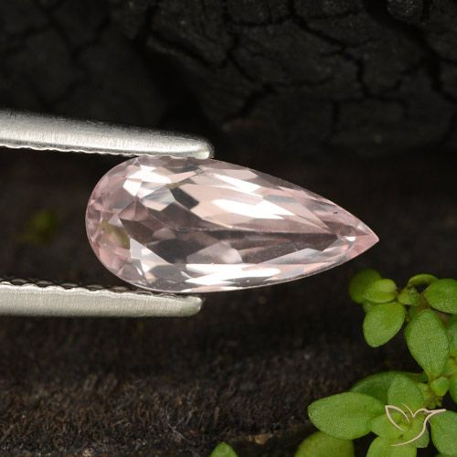 0.87ct Naturale Rosa chiaro Morganite, Forma a pera, VVS-VS