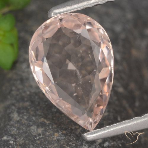 1.22ct Naturale Rosa medio Morganite, Forma a pera, VS