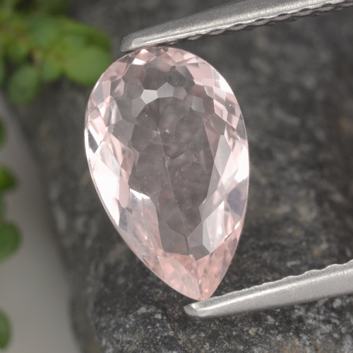 Morganite rosa fenicottero naturale da 1.06 ct, Forma a pera, VVS-VS