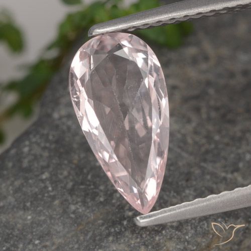 1.10ct Naturale rosa fenicottero Morganite, Forma a pera, VVS-VS