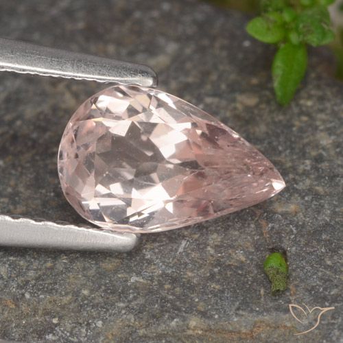 1.01ct Naturale Rosa chiaro Morganite, Forma a pera, VS