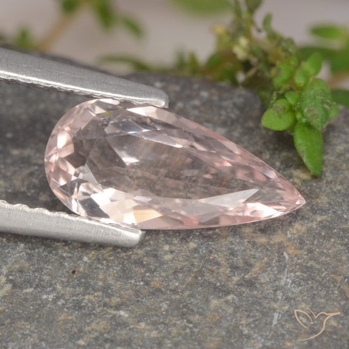 1.04ct Naturale Rosa medio Morganite, Forma a pera, VVS