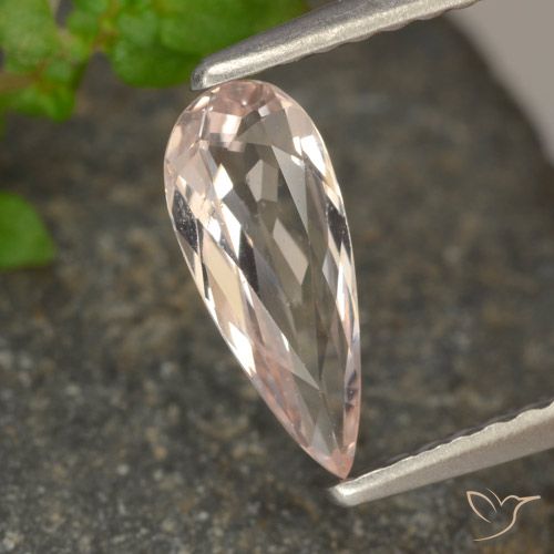 0.56ct Naturale Rosa salmone Morganite, Forma a pera, VVS