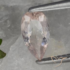 Morganite Tono rosa corallo naturale da 0.64 ct, Forma a pera, VVS-VS