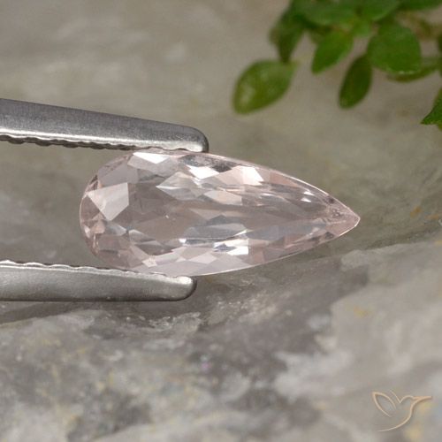 0.59ct Naturale Tono rosa corallo Morganite, Forma a pera, VVS