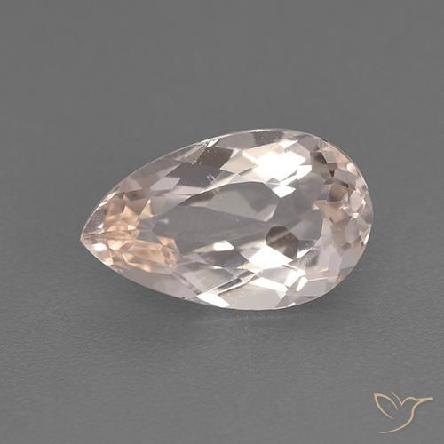 1.60ct Naturale Rosa Molto Chiaro Morganite, Forma a pera, VVS-VS