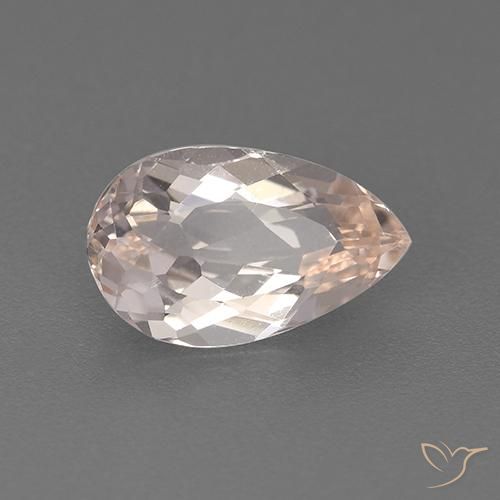 Morganite Rosa Molto Chiaro naturale da 1.60 ct, Forma a pera, VVS-VS