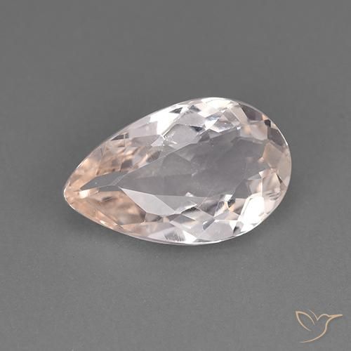 1.67ct Naturale Rosa Molto Chiaro Morganite, Forma a pera, VS