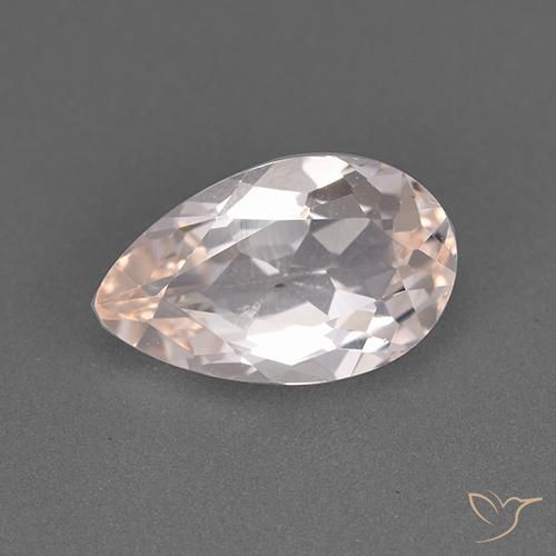 Morganite rosa fenicottero naturale da 1.42 ct, Forma a pera, VVS-VS