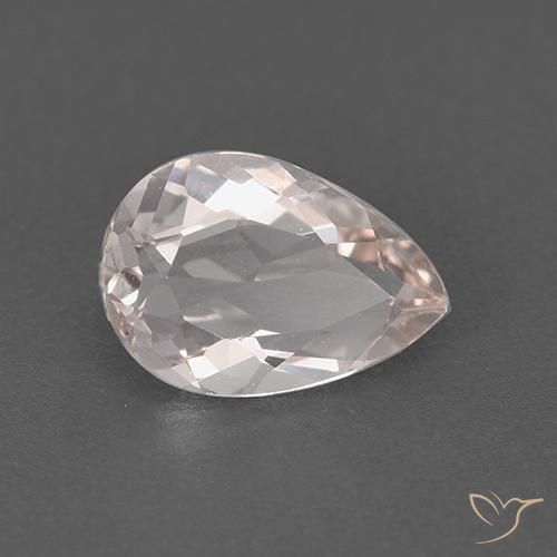 Morganite rosa fenicottero naturale da 0.98 ct, Forma a pera, VVS-VS