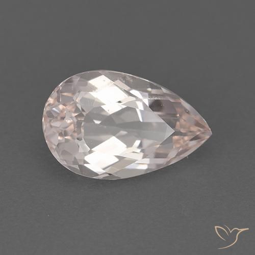 Morganite Rosa Molto Chiaro naturale da 1.65 ct, Forma a pera, VVS-VS