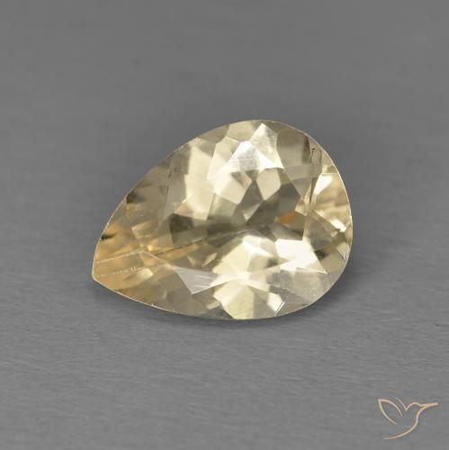 0.99ct Naturale Dorato chiaro Morganite, Forma a pera, VS